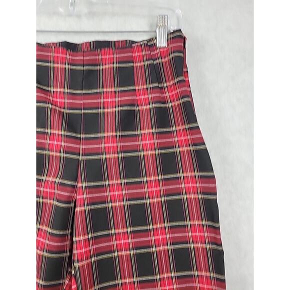 Time and Tru Red Plaid Mid Rise Side Zip Tapered Stretch Pants Women's 12 - Picture 4 of 12
